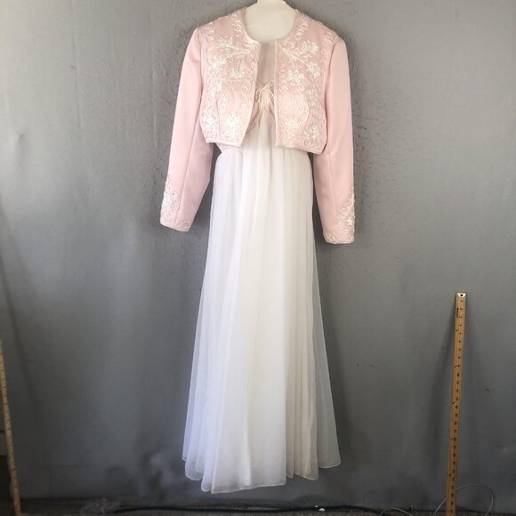 Vintage Jack Bryan Dress Womens Medium Embroidered Gown Jacket Formal 60s - Picture 1 of 16